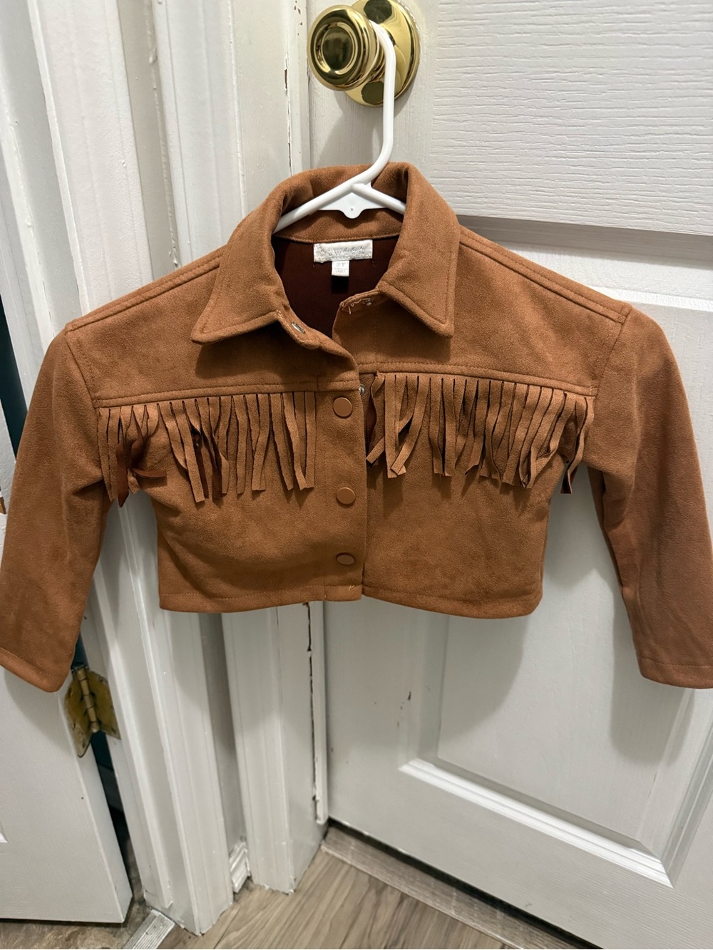 Btween Kids Girls Faux Suede Fringe Cropped Western Jacket (Size 3T)